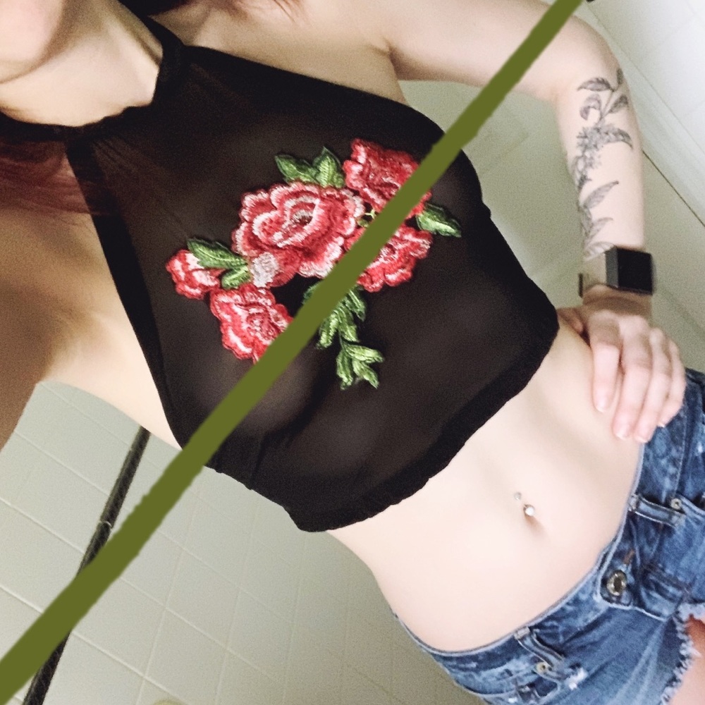 Mesh Rose Halter Top